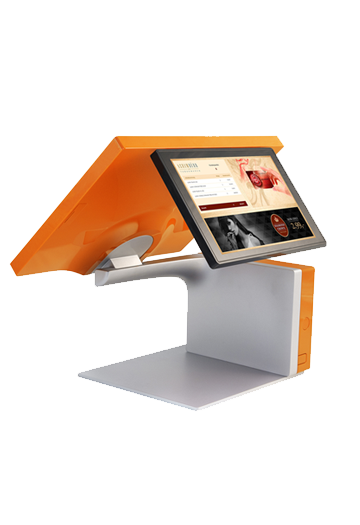 Designer cash register with display and accessories. All-in-one cash register and management system.